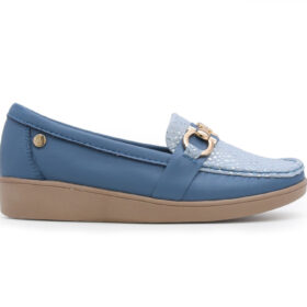 Mocasín en cuero azul