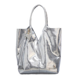 Bolso en cuero plata