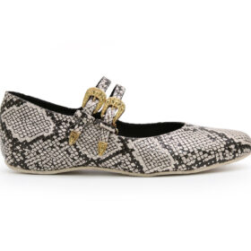 Baleta  en cuero talco