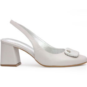 Zapatilla de tacon en cuero pelicano