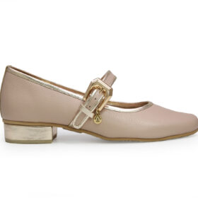 Baleta en cuero nude