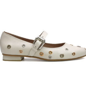 Baleta en cuero blanco