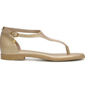 Sandalia en cuero oro