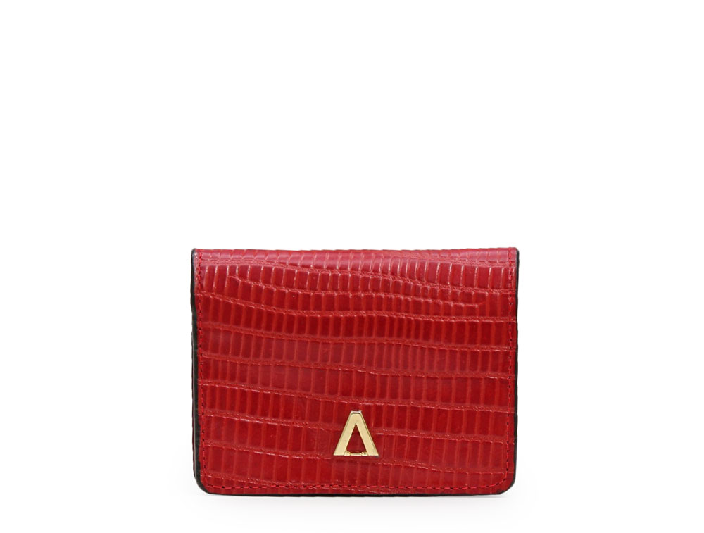 Tarjetero em cuero rojo