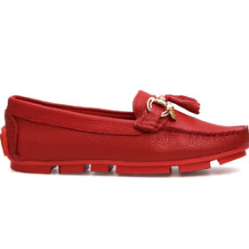 Mocasin en cuero rojo