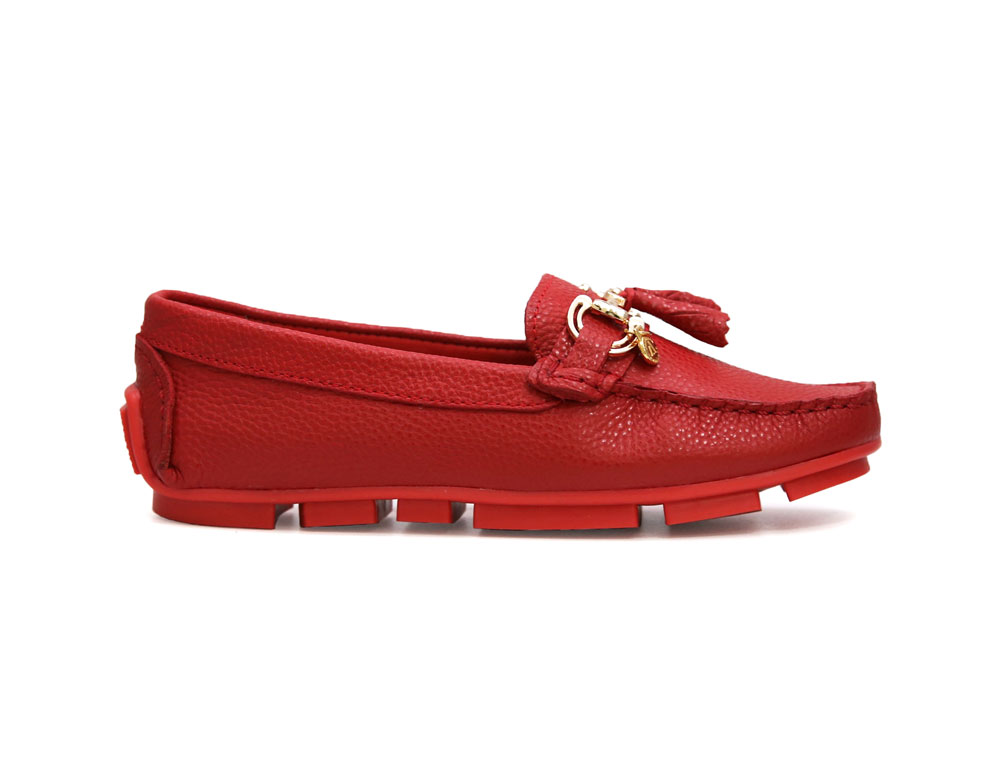 Mocasin en cuero rojo