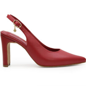 Zapatilla de tacon en cuero rojo