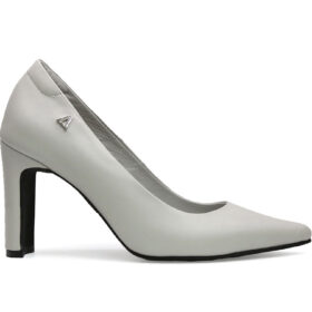 Zapatilla de tacon en cuero grey