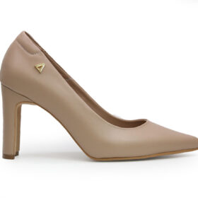 Zapatilla de tacon en cuero nude