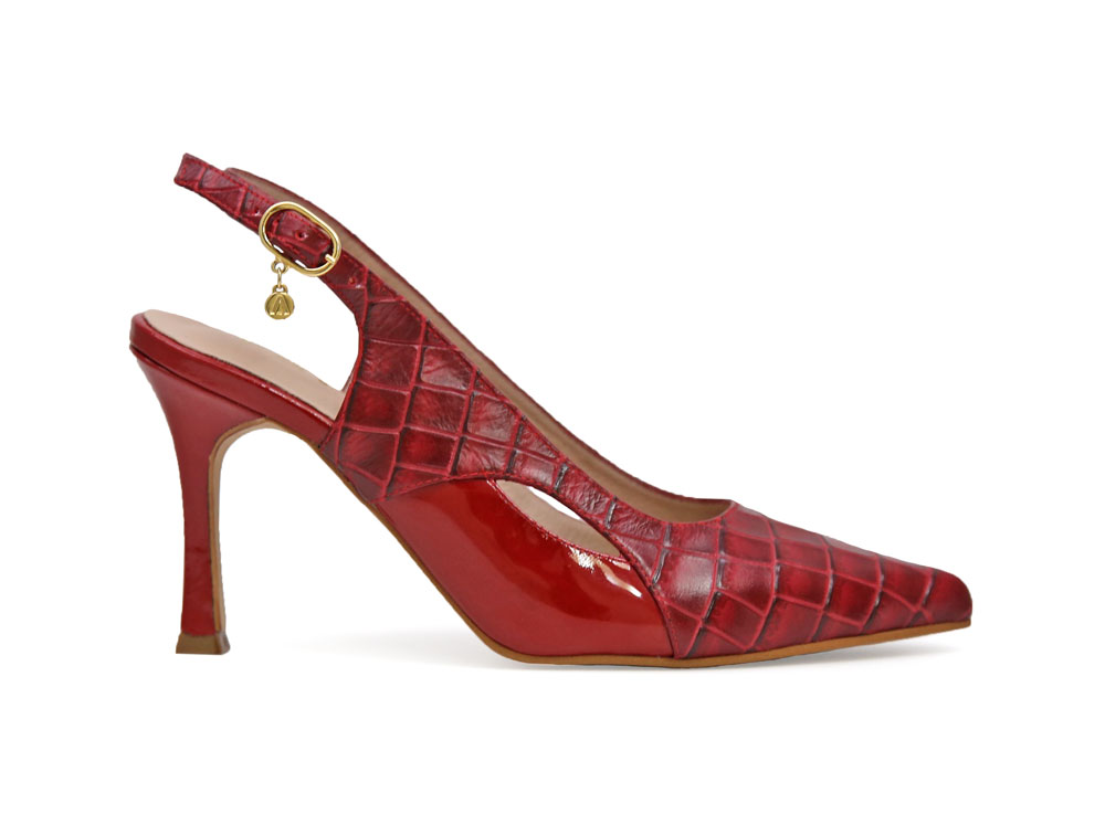 Zapatilla de tacon en cuero rust