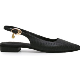 Zapatilla de tacon en cuero negro