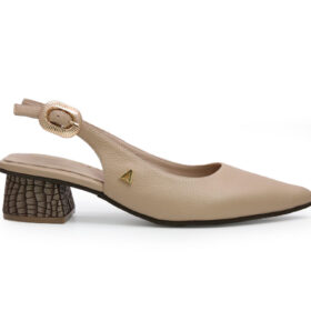 Zapatilla de tacon en cuero nude