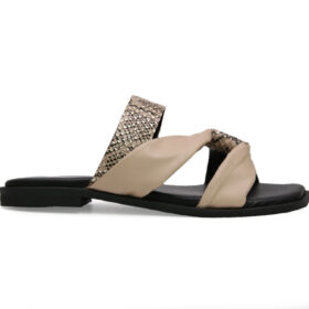 Sandalia en cuero taupe