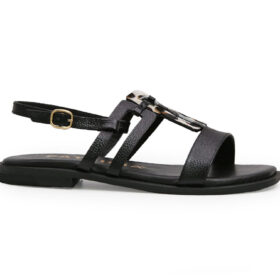 Sandalia en cuero negro