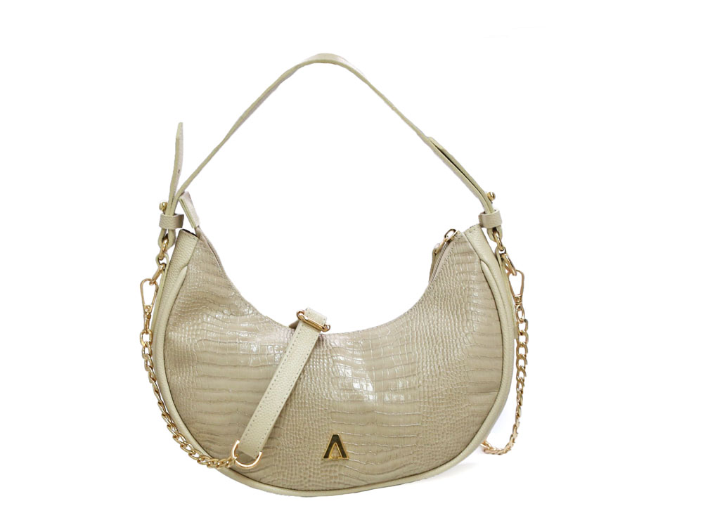 Bolso en cuero talco