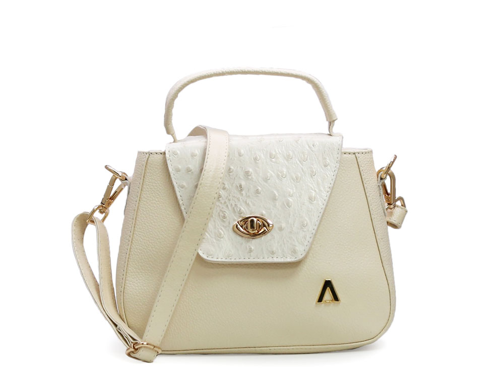 Bolso en cuero talco