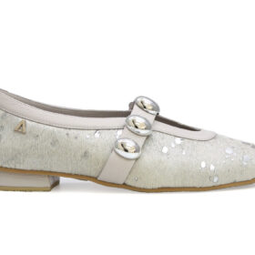 Baleta en cuero plata