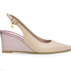 Zapatilla de tacon en cuero nude