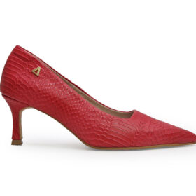 Zapatilla de tacon en cuero rojo
