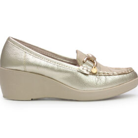 Mocasín en cuero oro