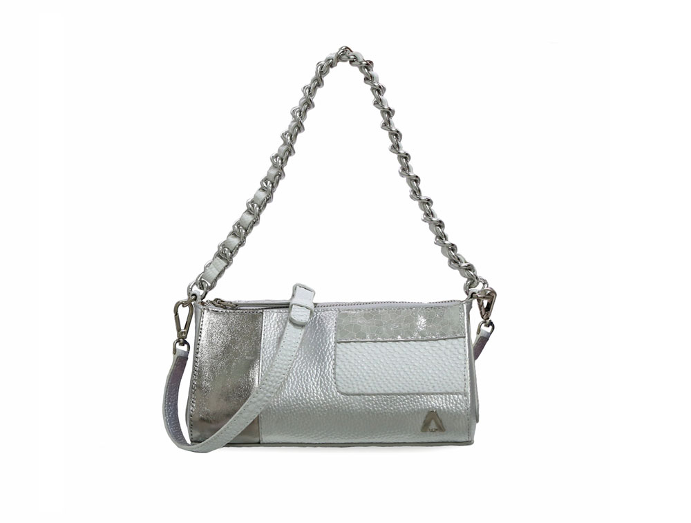 Bolso en cuero plata