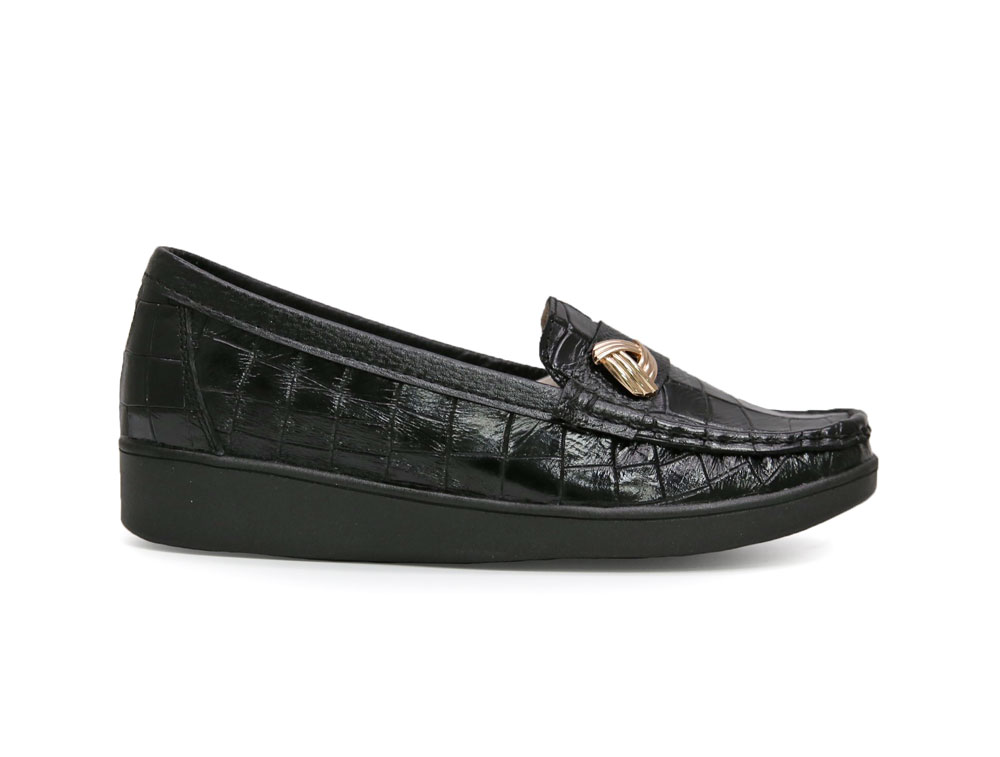 Mocasín en cuero negro