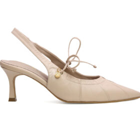 Zapatilla de tacon en cuero nude