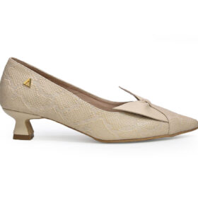 Zapatilla de tacon en cuero sabia