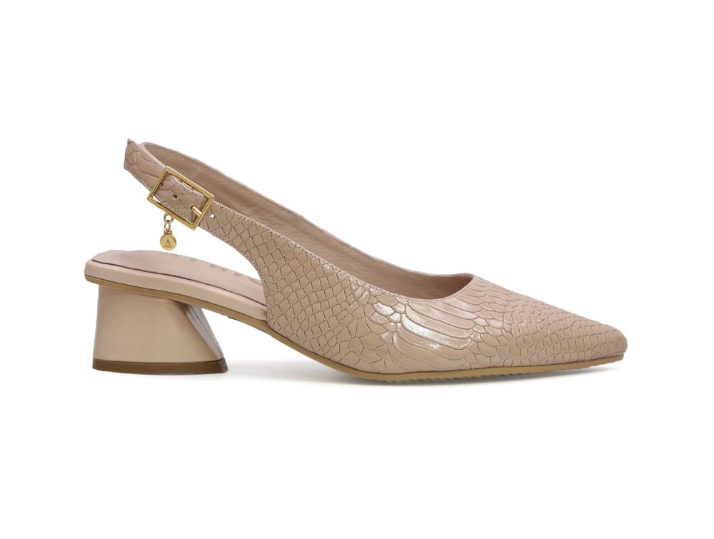 Zaptilla de tacon en cuero nude