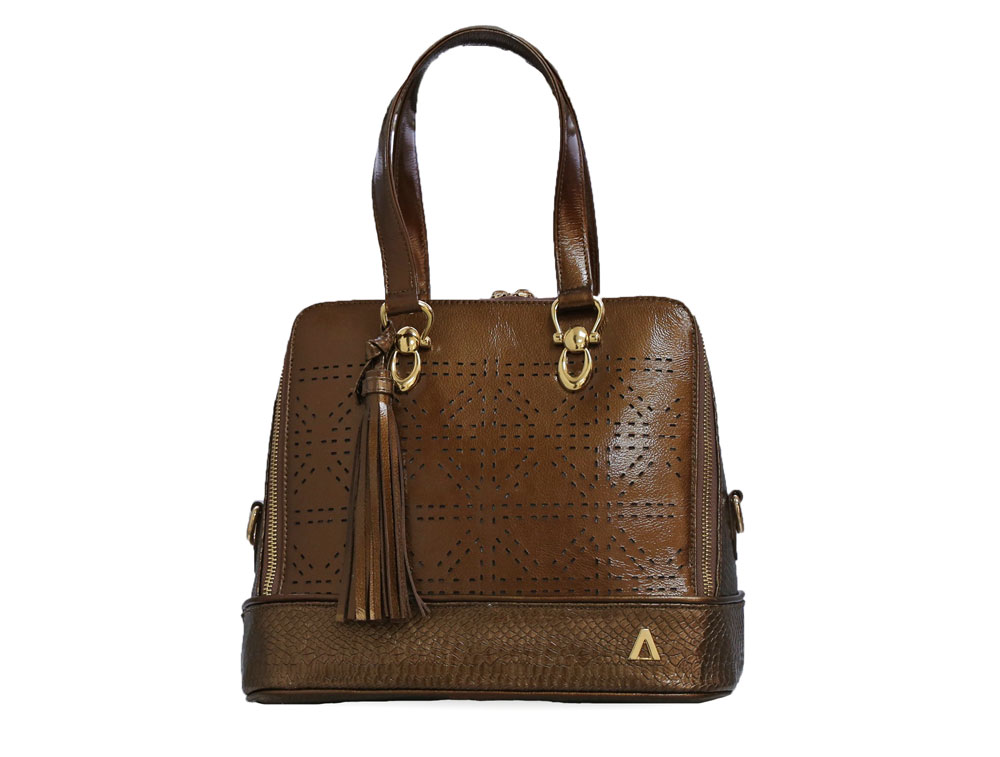 Bolso en cuero bronce