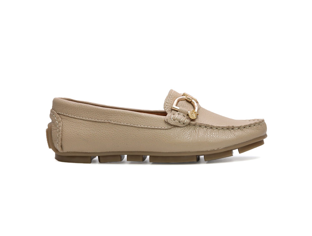 Mocasin en cuero pardo