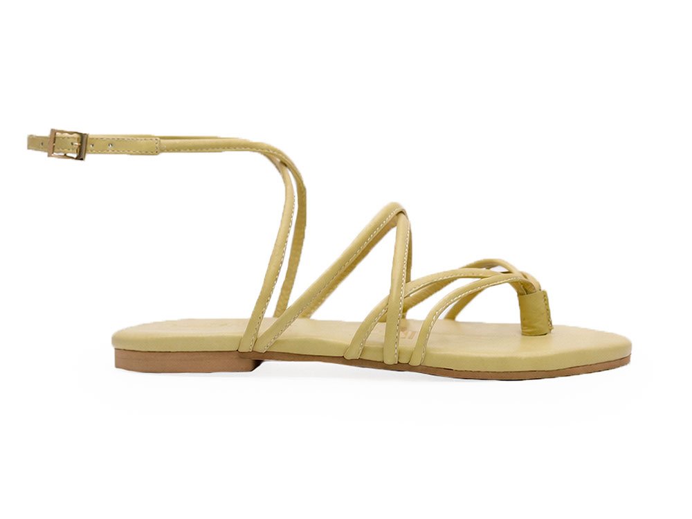 Sandalia en cuero verde