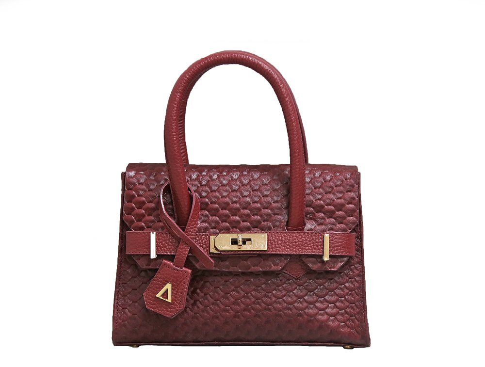 Bolso en cuero cereza