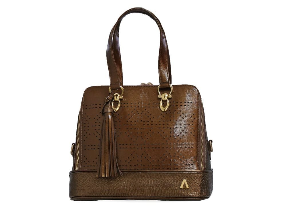 Bolso en cuero bronce