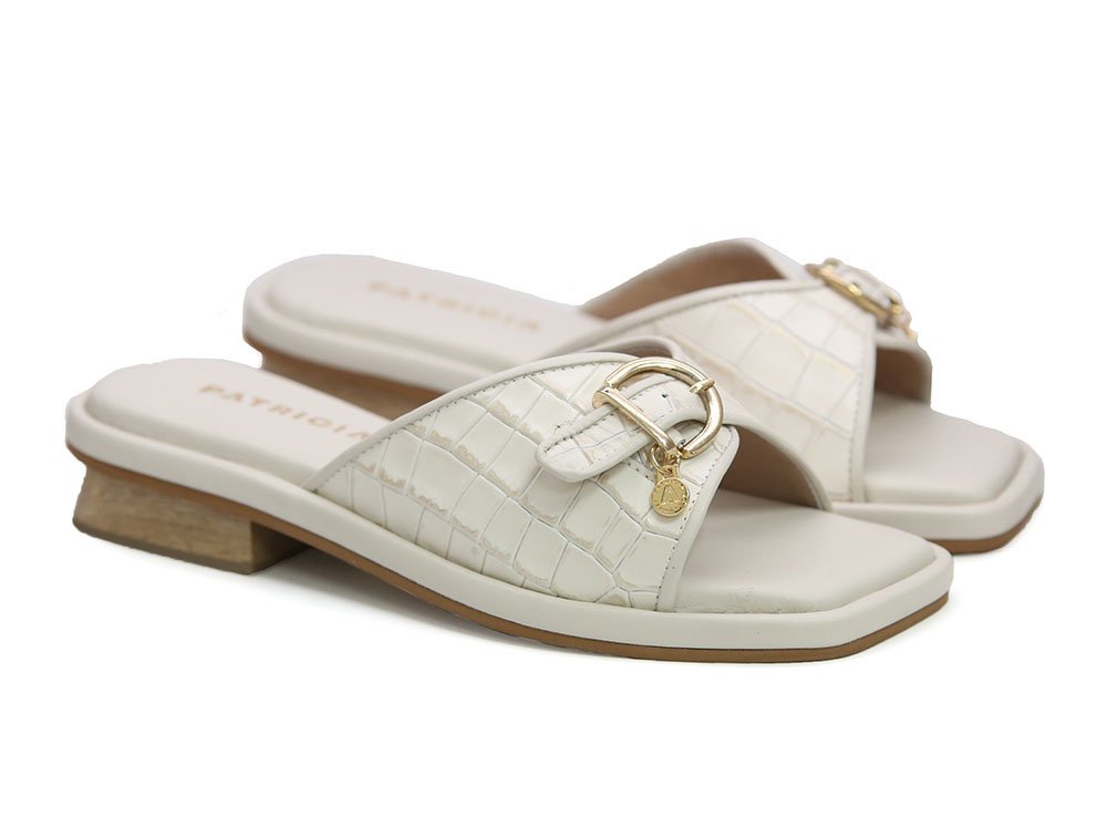 Alternative view of Sandalia en cuero talco