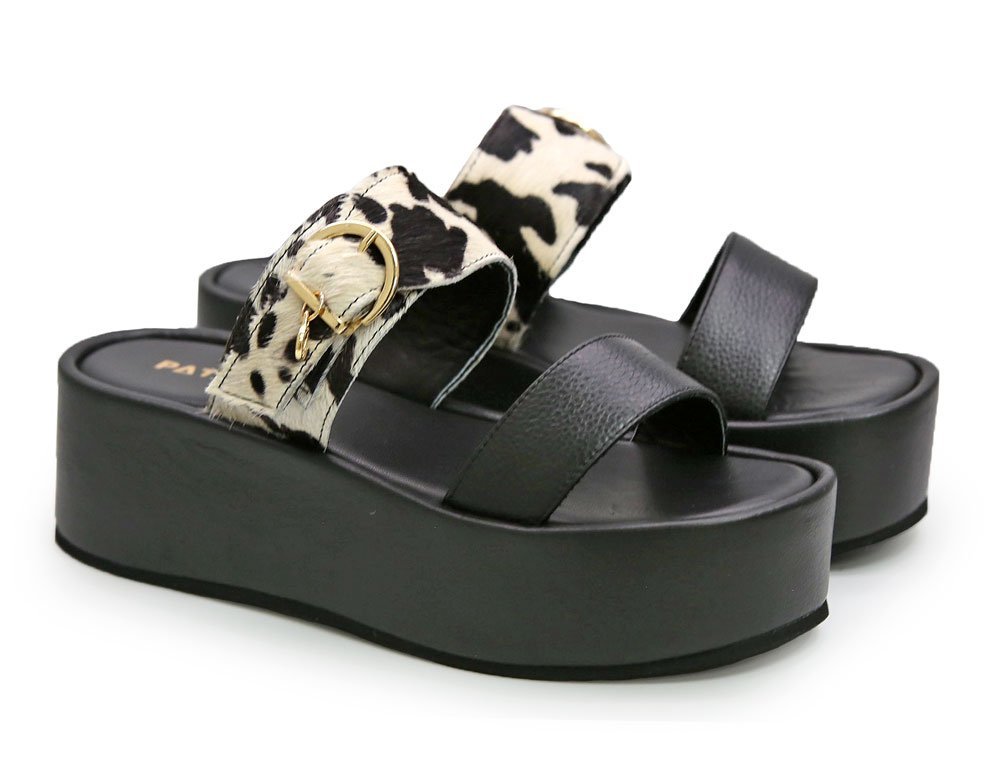 Alternative view of Sandalia en cuero negro