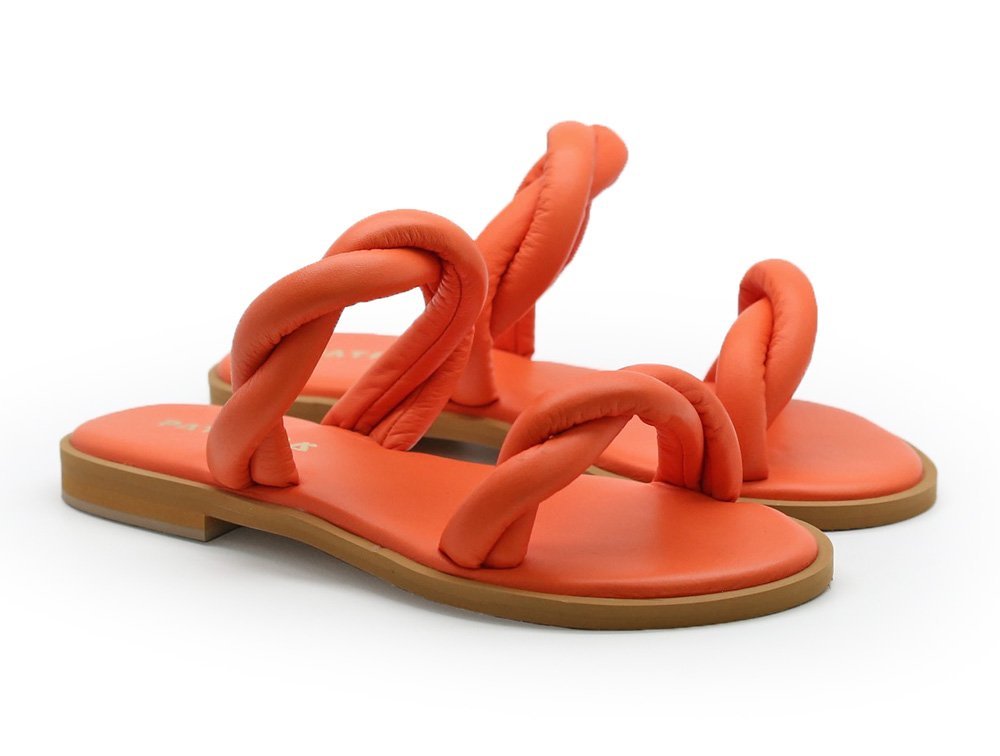Alternative view of Sandalia en cuero naranja