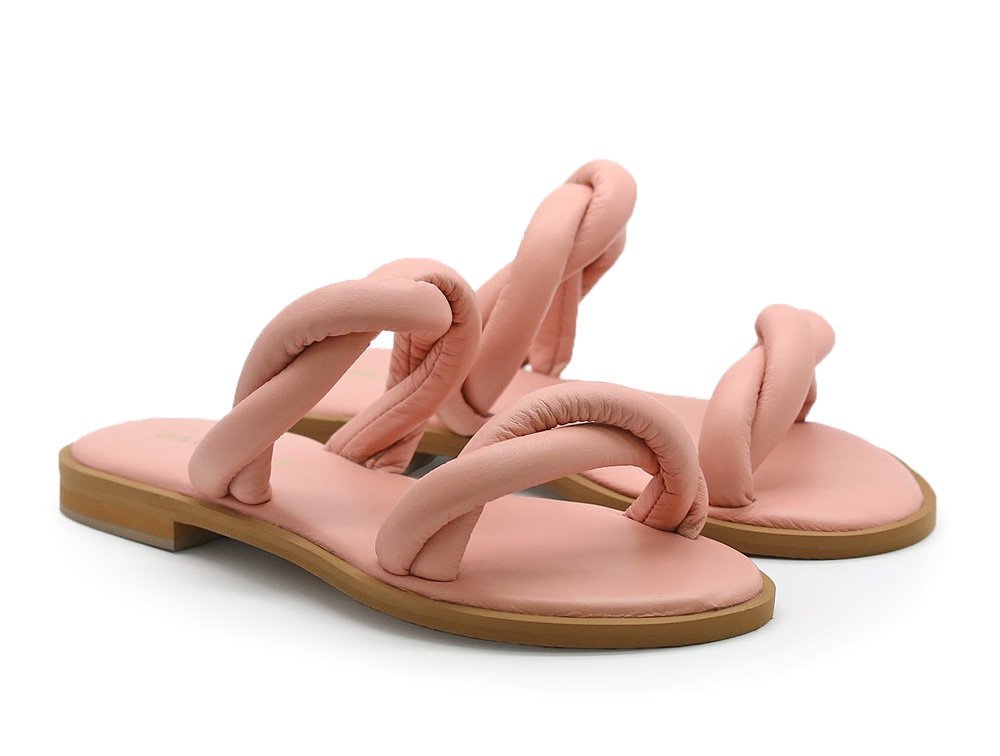 Alternative view of Sandalia en cuero rosa