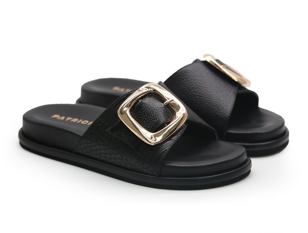 Alternative view of Sandalia en cuero negro