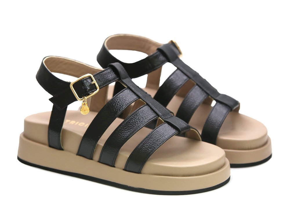 Alternative view of Sandalia en cuero negro