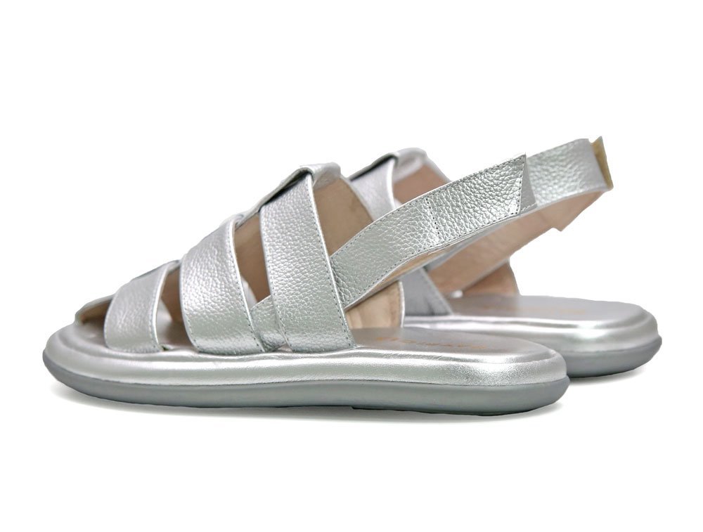 Alternative view of Sandalia en cuero plata