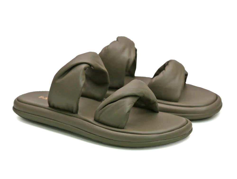 Alternative view of Sandalia en cuero verde