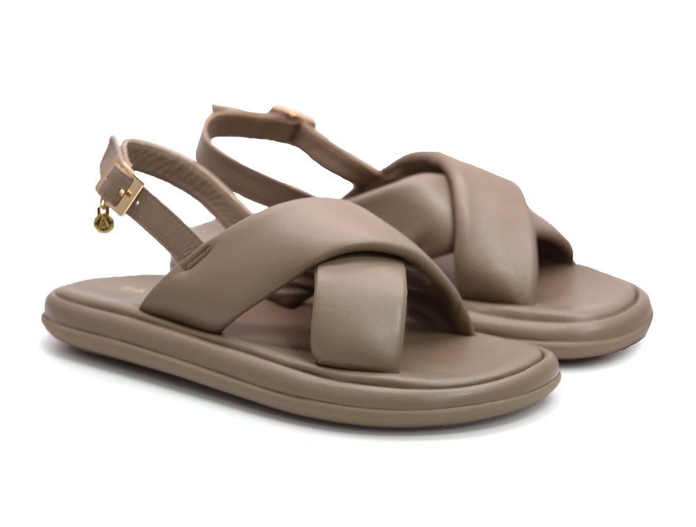 Alternative view of Sandalia en cuero arena