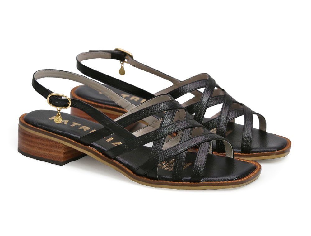 Alternative view of Sandalia en cuero negro