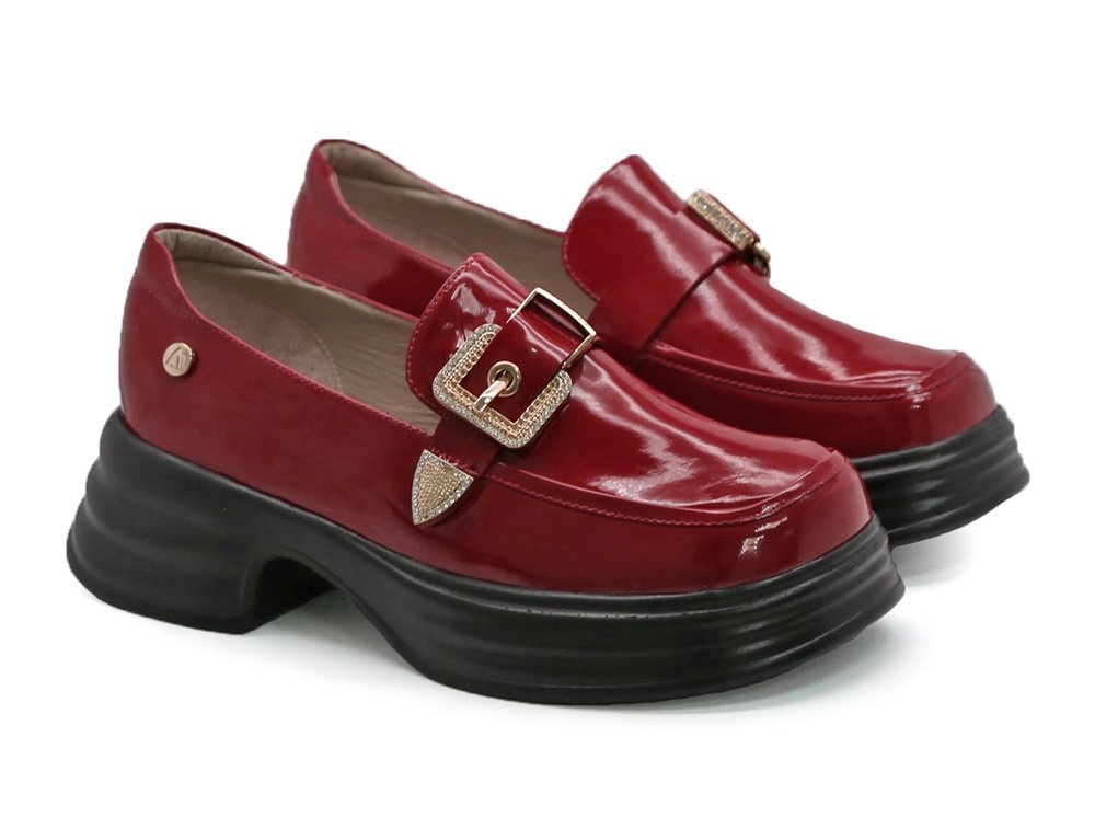 Alternative view of Mocasín en cuero vino
