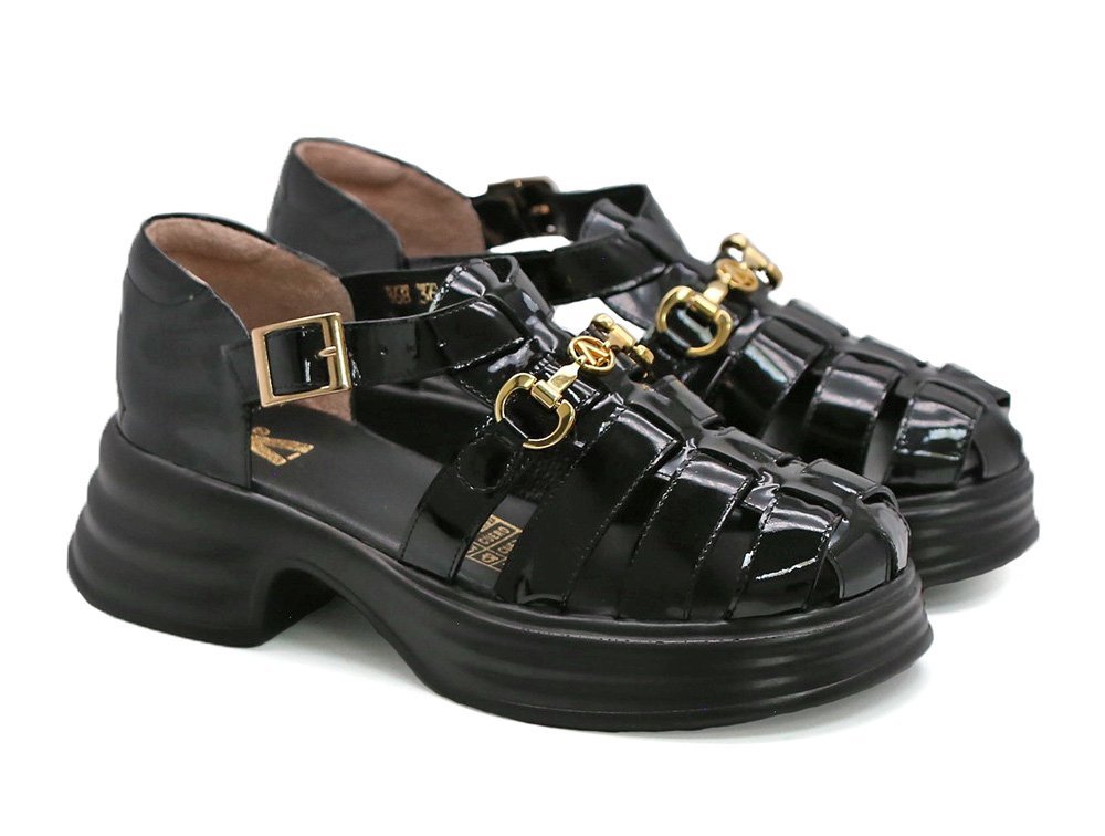 Alternative view of Sandalia en cuero negro