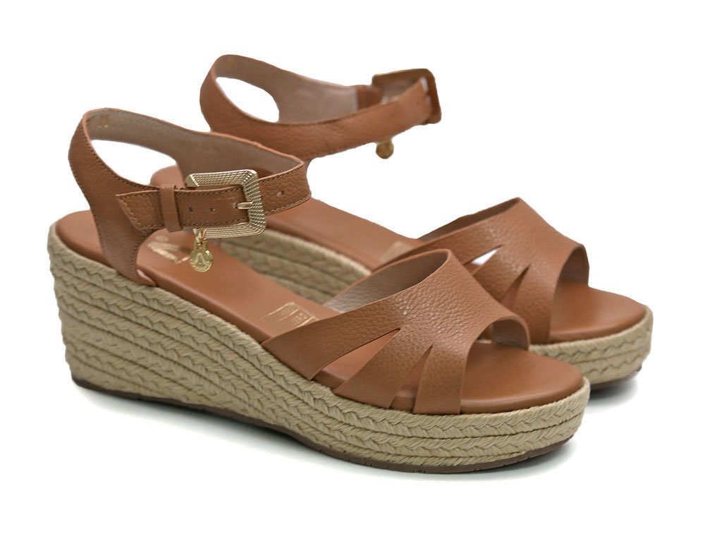 Alternative view of Sandalia en cuero miel