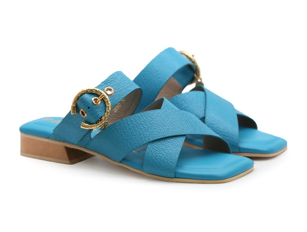 Alternative view of Sandalia en cuero azul