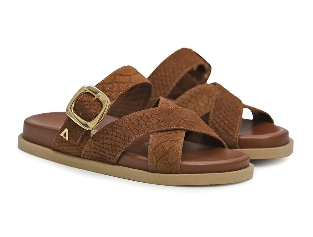 Alternative view of Sandalia en cuero azul miel