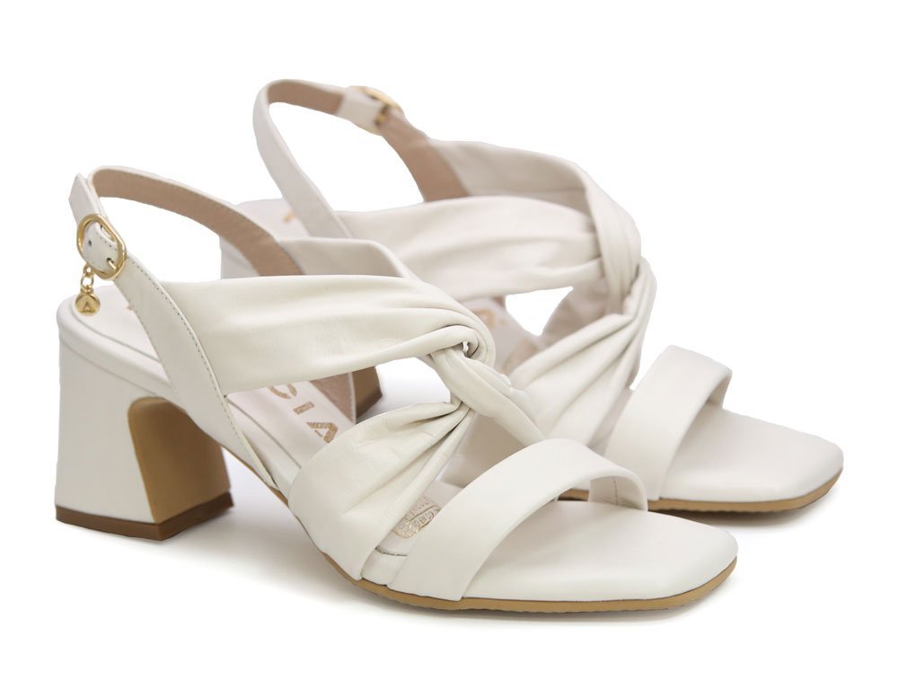 Alternative view of Sandalia en cuero white